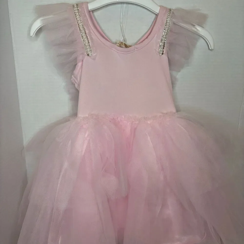 Jessica Simpson Pink Faux Pearl Rhinestone Tule Tutu Dress Up Dress Tiara 2T NWT